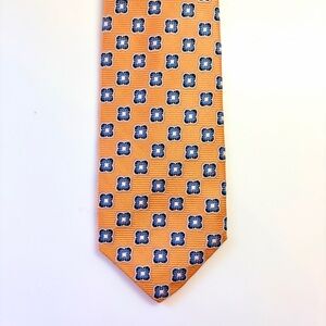 Robert Talbott Tie Carmel Geometric Orange Blue Hand Sewn 100% Silk